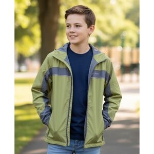 Columbia Youth Wind breaker Jacket  Olive Green Size 18/20